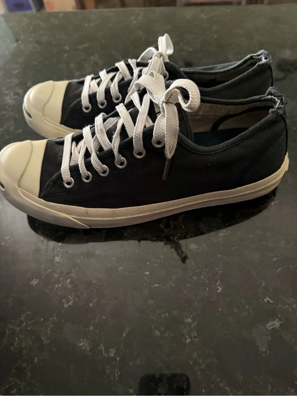Converse Black Canvas Low-Top Sneakers with Cream Toe Caps